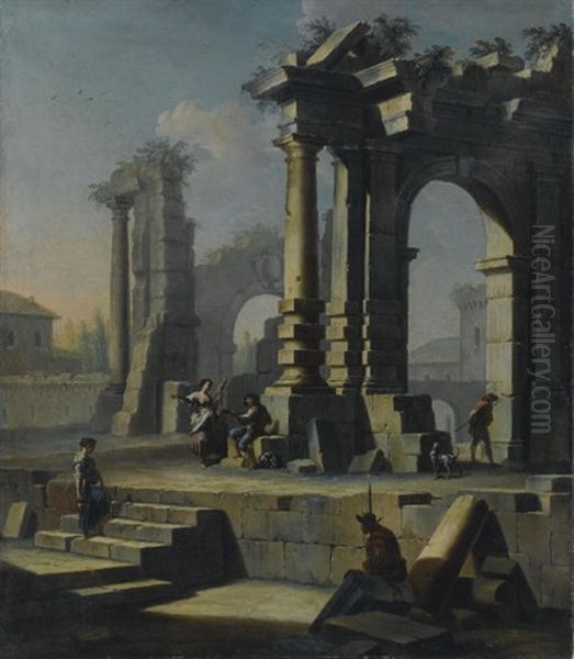 Capriccio Architettonico Con Figure Oil Painting by Giovanni Paolo Panini