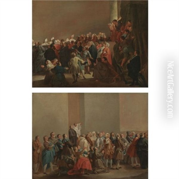 Studies Of Figures For The Opening Of The Porta Santa (pair) Oil Painting by Giovanni Paolo Panini