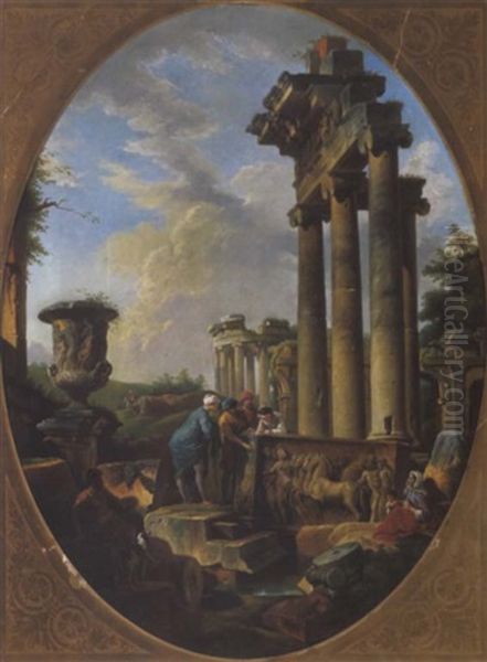 Capriccio Mit Romischen Bauten (capriccio Con Edifici Romani) Oil Painting by Giovanni Paolo Panini