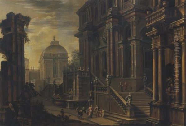 Ricevimento A Palazzo Oil Painting by Giovanni Paolo Panini