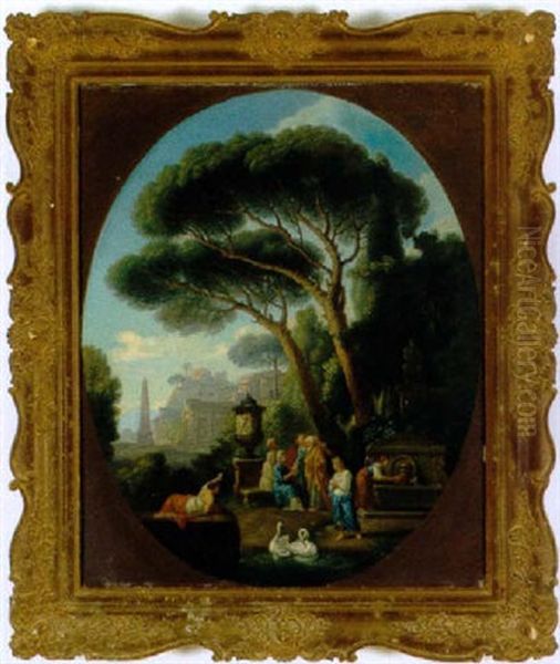 Romisches Capriccio Mit Figuren Oil Painting by Giovanni Paolo Panini