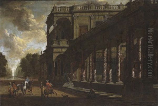 Schlossarchitektur Mit Reiter Oil Painting by Giovanni Paolo Panini