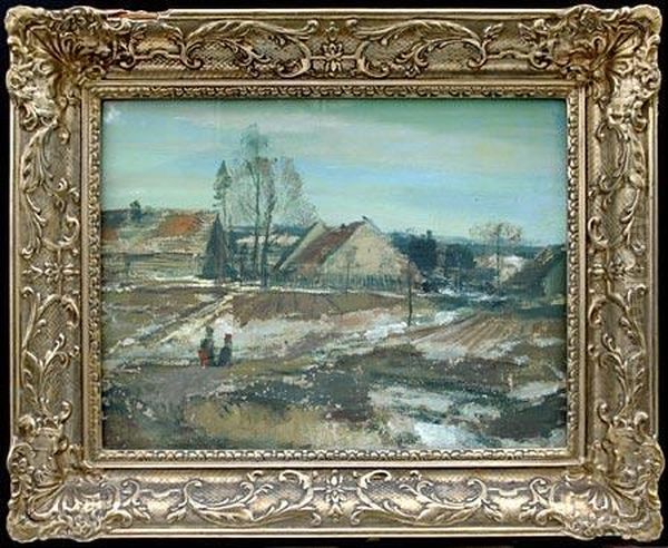 Landscape With A Village. Oil Painting by Oldrich Blazicek