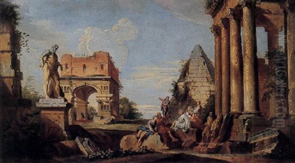 Architectural Capriccio With Ruins by Giovanni Paolo Panini