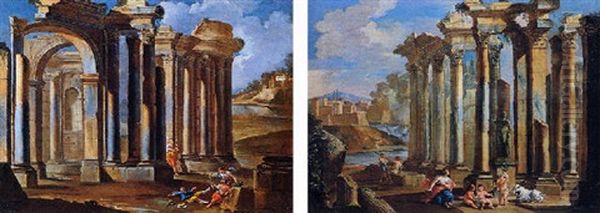 Storie Di Bacco In Ruderi Classici Oil Painting by Giovanni Paolo Panini