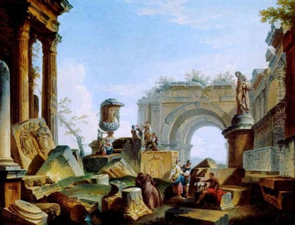 Romisches Capriccio Oil Painting by Giovanni Paolo Panini