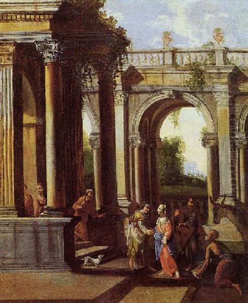 Architetture Con La Visitazione Di Maria Ad Elisabetta Oil Painting by Giovanni Paolo Panini