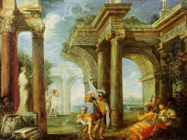 Idealvedute Mit Der Saule Des Trajan Oil Painting by Giovanni Paolo Panini