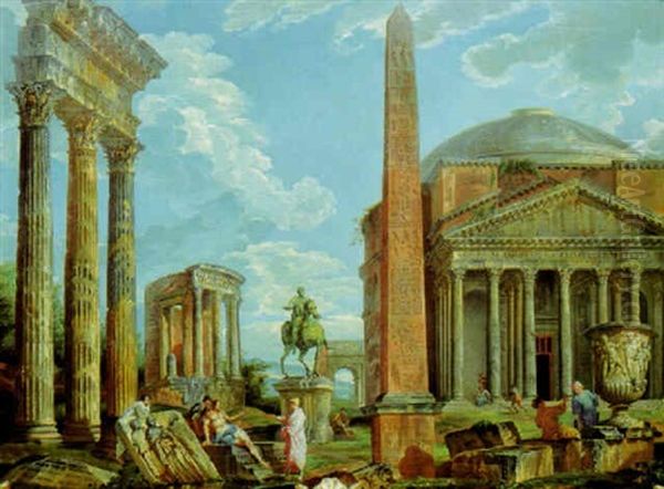 Romische Architektur Mit Soldaten Oil Painting by Giovanni Paolo Panini