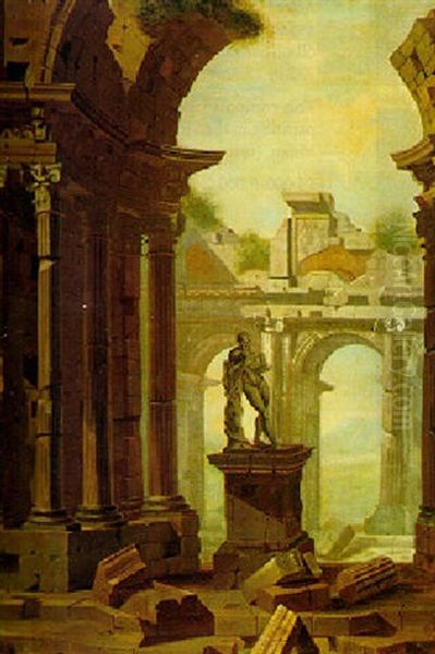 Architectural Capriccio With A Statue Of Hercules Oil Painting by Giovanni Paolo Panini