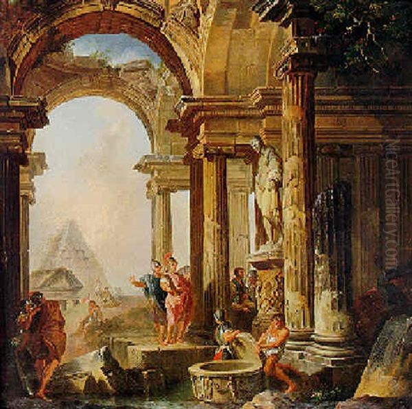 Alexander The Great Visiting The Tomb Of Achilles Oil Painting by Giovanni Paolo Panini