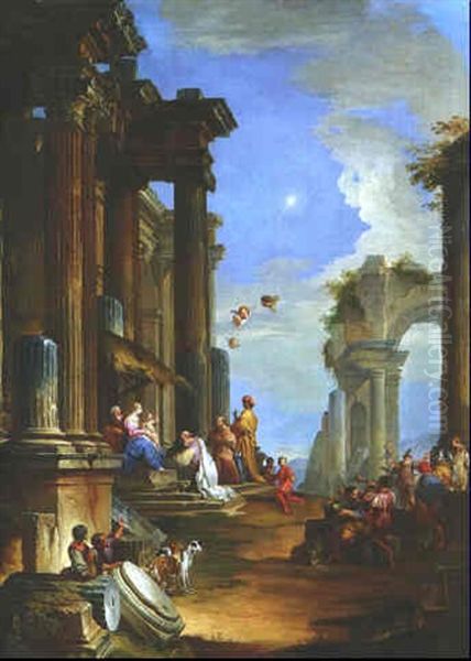 L'adoration Des Mages Dans Des Ruines Antiques Oil Painting by Giovanni Paolo Panini