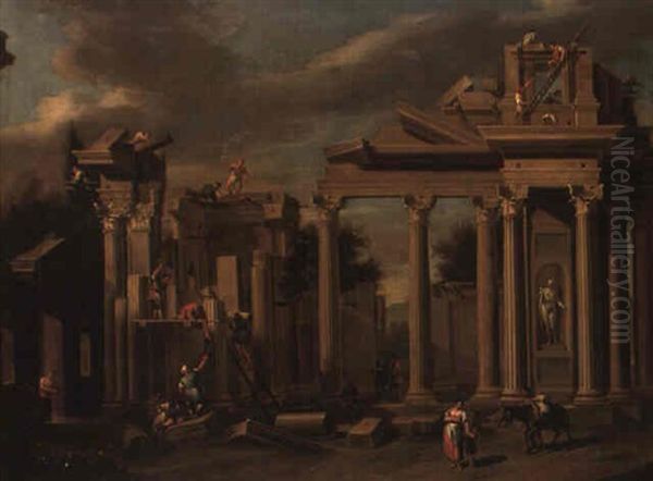 Tempelbygge Oil Painting by Giovanni Paolo Panini