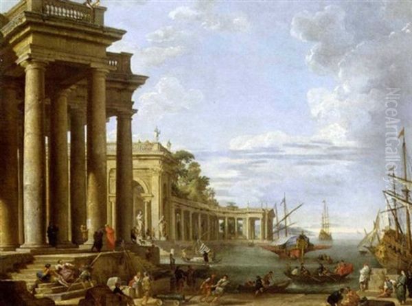 Vue Ideale D'un Port Oil Painting by Giovanni Paolo Panini