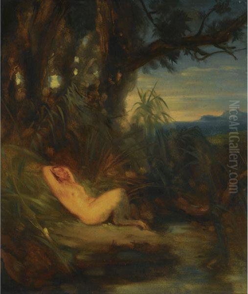 Schlafender Faun (sleeping Faun) Oil Painting by Karl Blechen