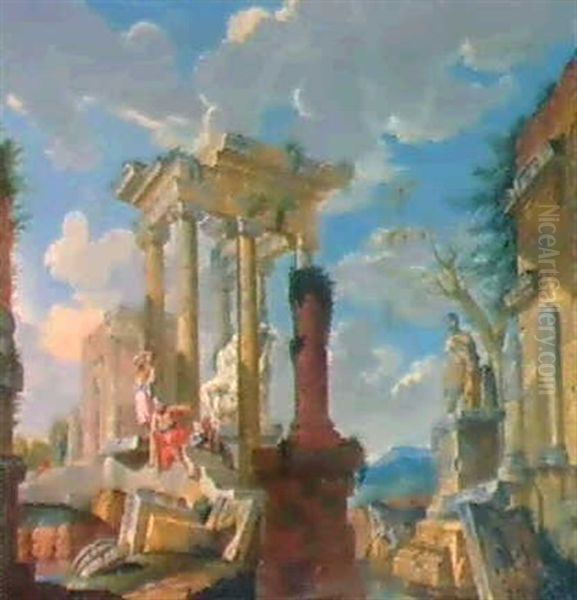 Capriccio Architettonico Con Figure by Giovanni Paolo Panini