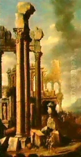 Capriccio Landscapes With Classical Ruins Oil Painting by Giovanni Paolo Panini