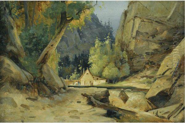 Muhle Im Tal (mill In A Valley) Oil Painting by Karl Blechen