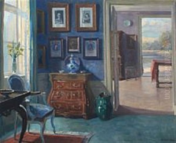 Interior With View Through Living Rooms Oil Painting by Robert Panitzsch