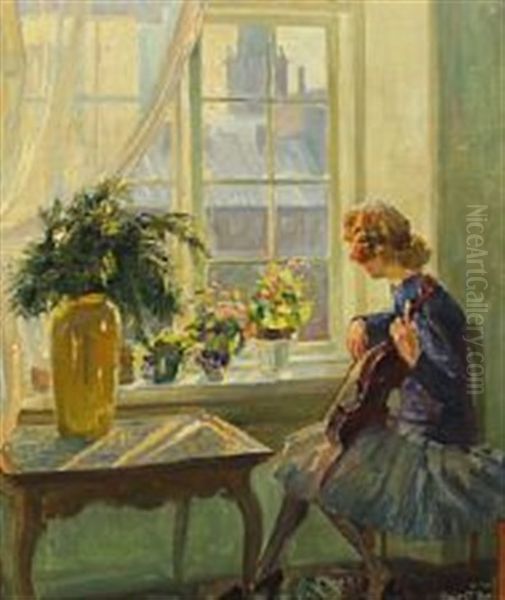 Interior With Girl Oil Painting by Robert Panitzsch