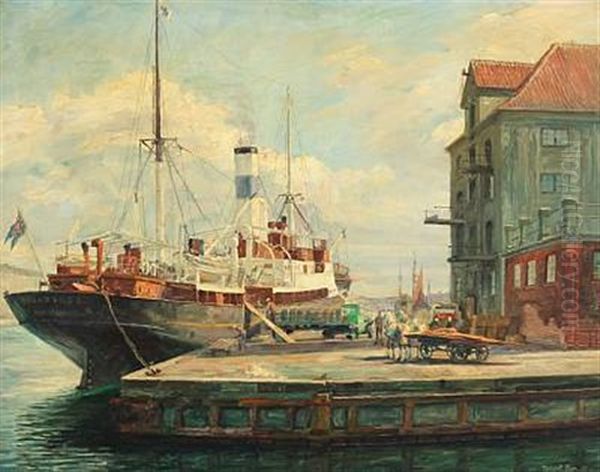 Scenery From Copenhagen Harbour With The Coaster Bruarfoss by Robert Panitzsch