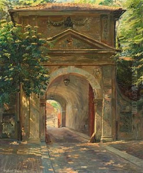 Scenery From Kastellet With A View Through A Gate Oil Painting by Robert Panitzsch