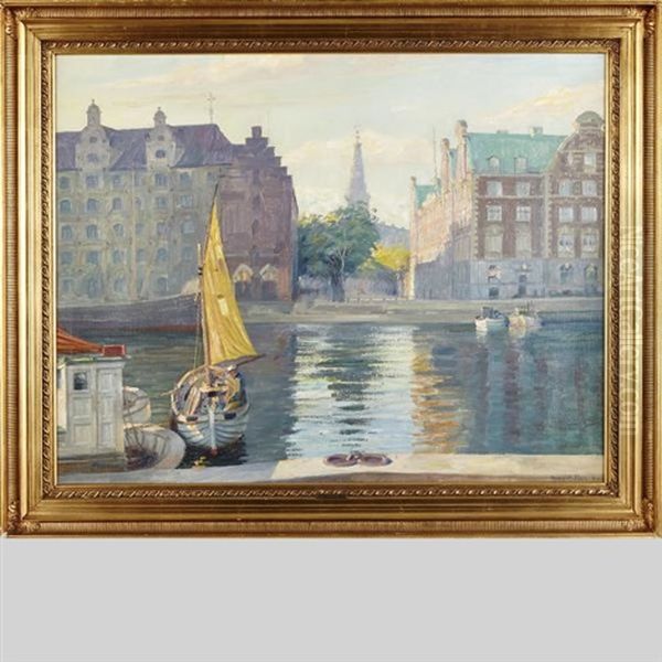 Copenhagen Harbour Oil Painting by Robert Panitzsch