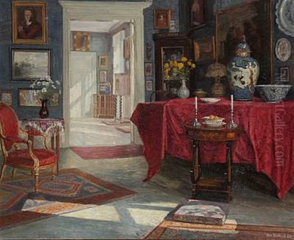 Living Room Interior Oil Painting by Robert Panitzsch