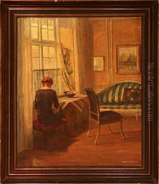 Drawing Room Interior (+ Another, Similar; 2 Works) Oil Painting by Robert Panitzsch