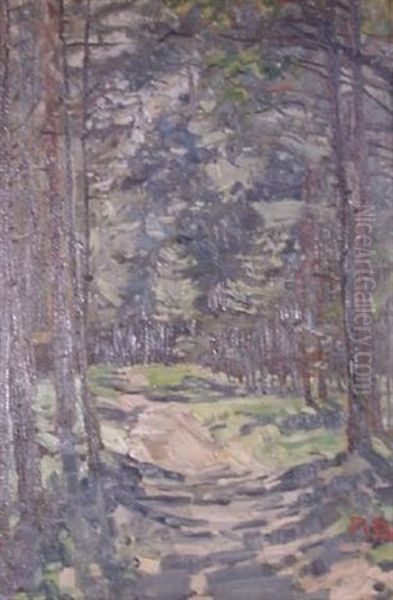 Waldstudie Oil Painting by Robert Panitzsch