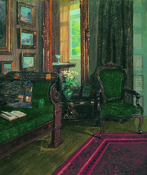 Interior Of The Artist's Home Oil Painting by Robert Panitzsch