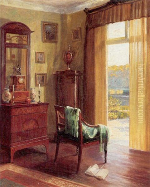 Interior Med Aben Dor Til Haven Oil Painting by Robert Panitzsch