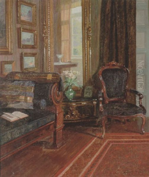 Interior Fra Et Hjorne Af Stuen I Et Kunstnerhjem Oil Painting by Robert Panitzsch