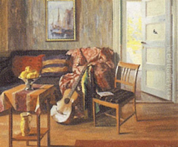 Interior Med Guitar Oil Painting by Robert Panitzsch