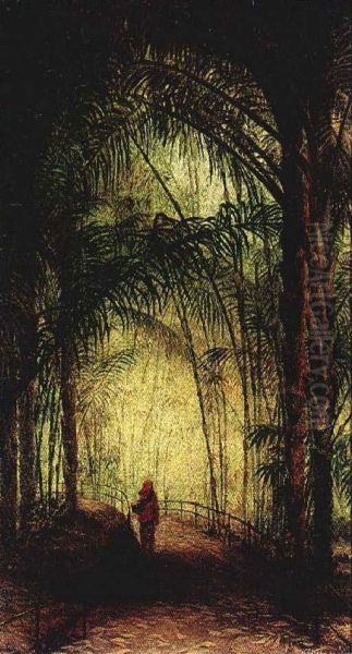 Figure Under Palmtrees Oil Painting by Wilhelm Ch. Constant Bleckmann