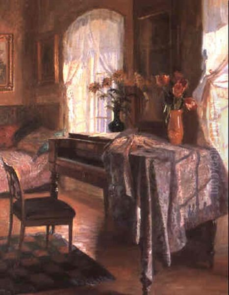 An Interior With A Piano Oil Painting by Robert Panitzsch