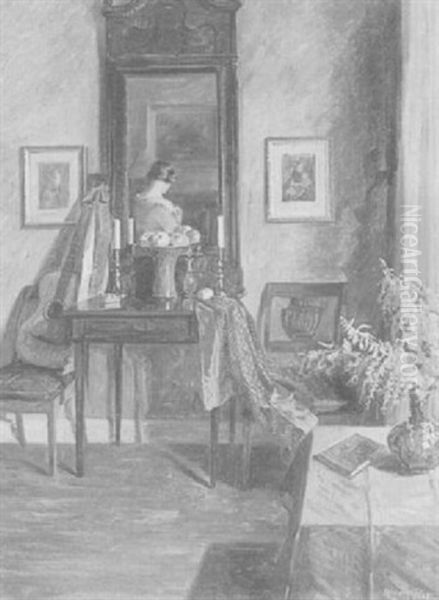 Interior With A Mirror Oil Painting by Robert Panitzsch