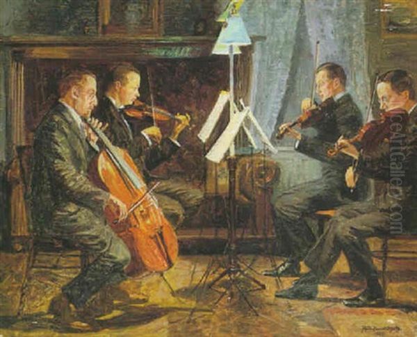 The String Quartet Oil Painting by Robert Panitzsch