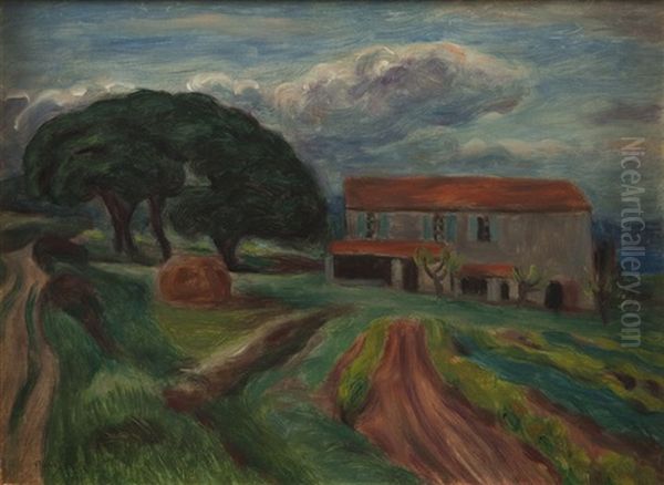 Paysage From The Saint-tropez Area With A Farm Oil Painting by Josef Pankiewicz