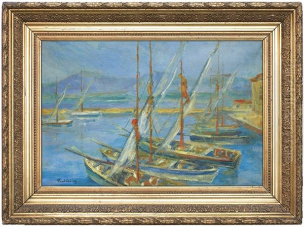 Boats In Saint-tropez Oil Painting by Josef Pankiewicz