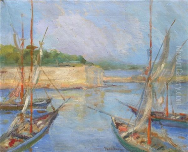 Lodzie W Porcie W Concarneau Oil Painting by Josef Pankiewicz