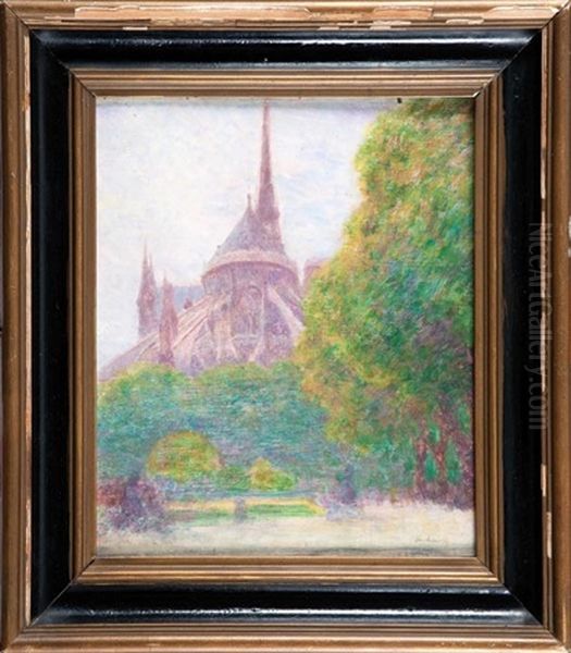 Notre Dame W Paryzu Oil Painting by Josef Pankiewicz