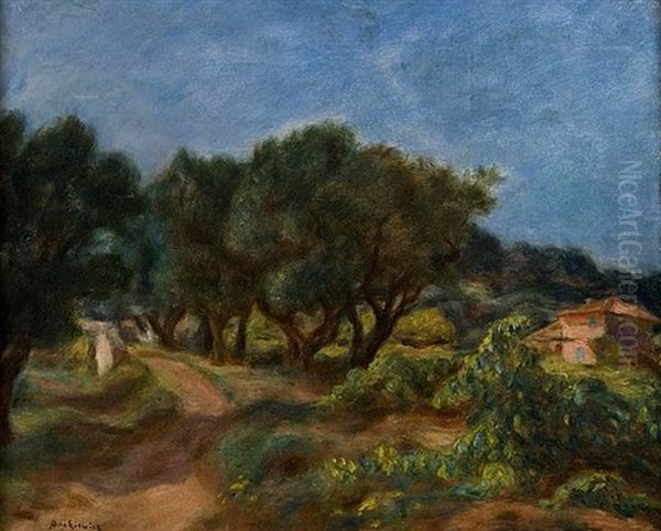 Pejzaz Poludniowy Z Domem (domek Wsrod Winnic - Sanary) Oil Painting by Josef Pankiewicz