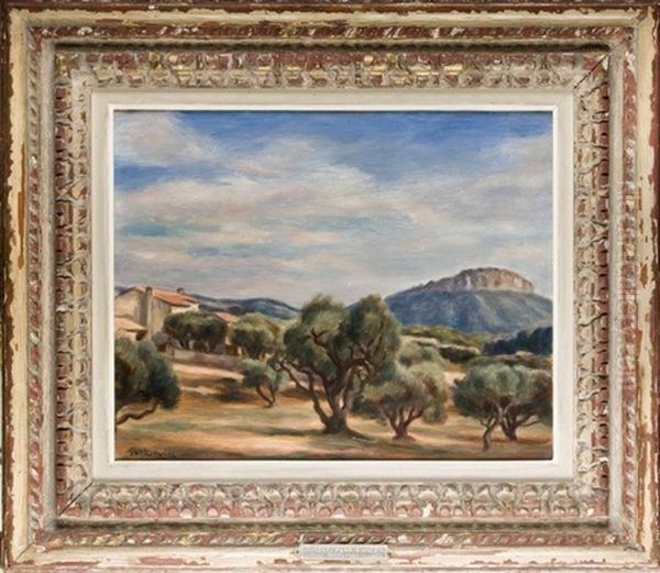 Pejzaz Z Cassis (widok Z Gaju Oliwkowego Na Couronne De Charlemagne W Cassis) Oil Painting by Josef Pankiewicz