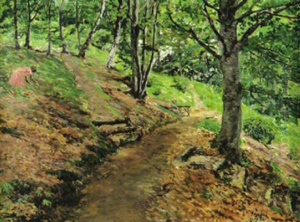 Waldweg Oil Painting by Bernhard Pankok