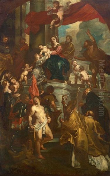 The Virgin And Child Enthroned With Saints Oil Painting by Willem Panneels