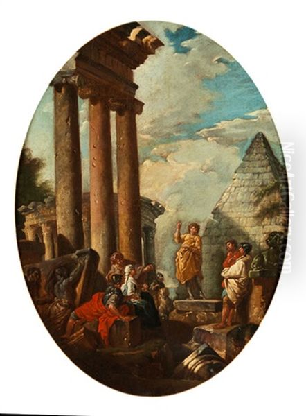 Redner Zwischen Antiken Trummern Oil Painting by Giovanni Paolo Pannini