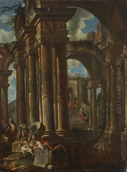 Capriccio Architettonico Con Figure Oil Painting by Giovanni Paolo Pannini