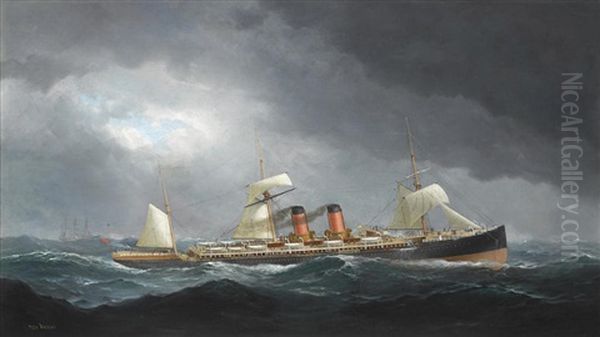 The Cunarder, R.m.s. Etruria, At Sea Oil Painting by Fred Pansing