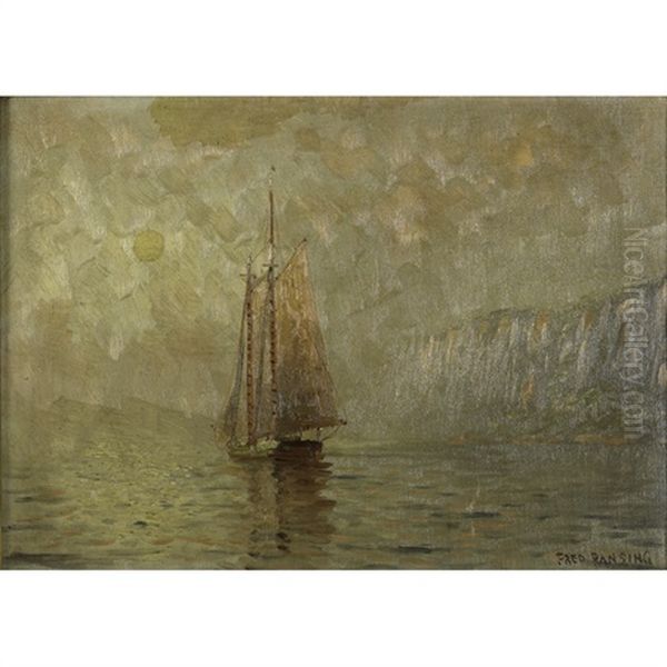 A Sailboat By The Hudson Palisades Oil Painting by Fred Pansing